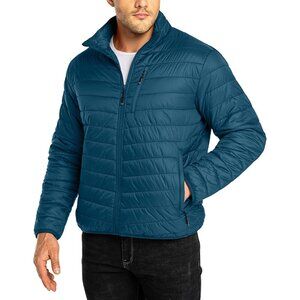 Men's Ceramic Blue Polyester Breatheable Comfortable Lightweight Puffer Jacket